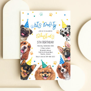 Convite de Aniversário de Cachorro Festa de Filhot