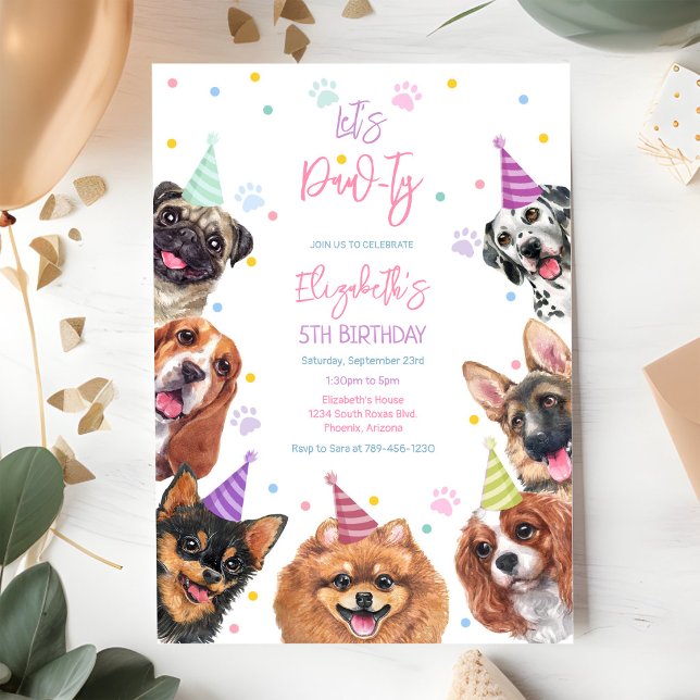 Convite de Aniversário de Cachorro Festa de Filhot (Criador carregado)