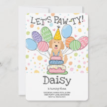 Convite de aniversário de Cachorro Goldendoodle