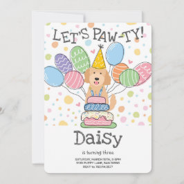 Convite de aniversário de Cachorro Goldendoodle