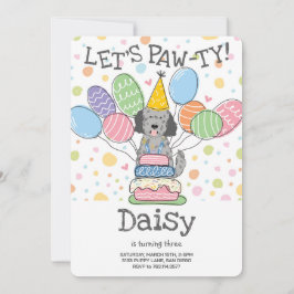 Convite de aniversário de Cachorro Goldendoodle