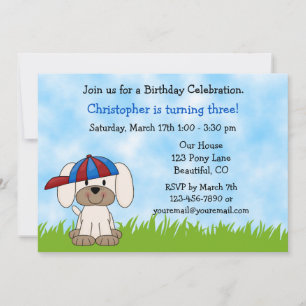 Convite de aniversário de cachorros-quitinhos para