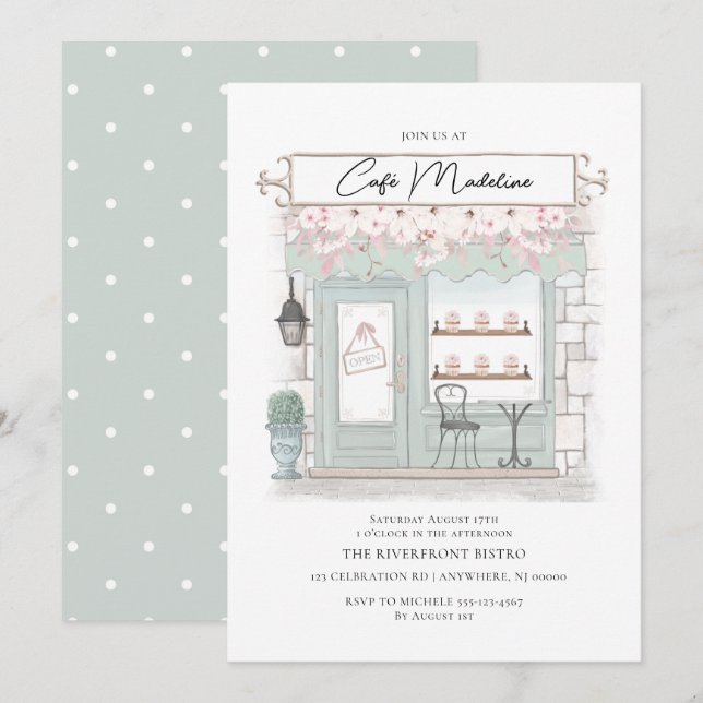 Convite de Aniversário de Café Parisiense (Frente/Verso)