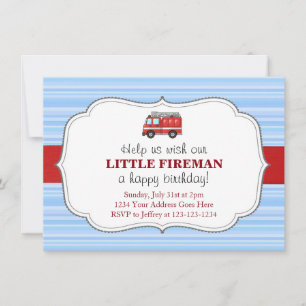 Convite de Aniversário de Caminhão de Bombeiros