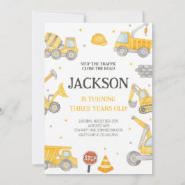 Convite de aniversário de Caminhão de Construção