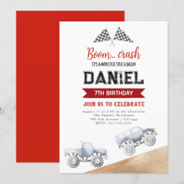 Convite de aniversário de Caminhão de Crianças Mon