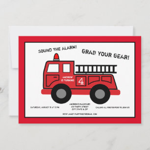 Convite de aniversário de Caminhão de Fogo
