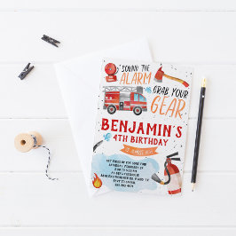 Convite de aniversário de Caminhão de Fogo