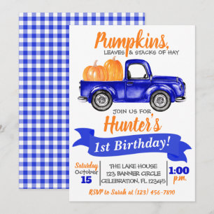 Convite de Aniversário de Caminhão de Pumpkin - 