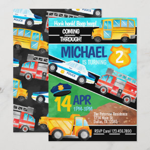 Convite de aniversário de Caminhão de Transporte