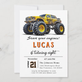 Convite de aniversário de caminhões