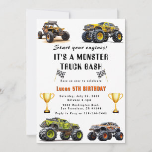 Convite de aniversário de caminhões