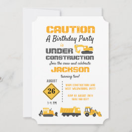 Convite de aniversário de Caminhões de Construção
