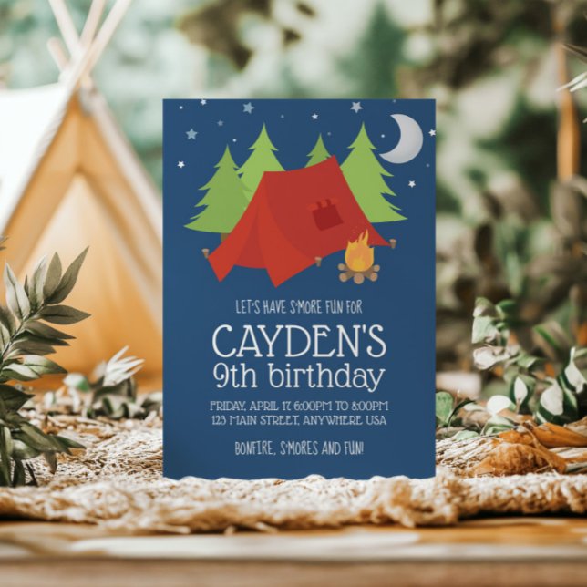 Convite de aniversário de Camping e S'mores barrac (Criador carregado)