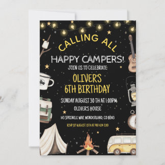 Convite de Aniversário de Camping | Fogueira ao Ar
