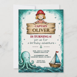 Convite de Aniversário de Capitão Pirata