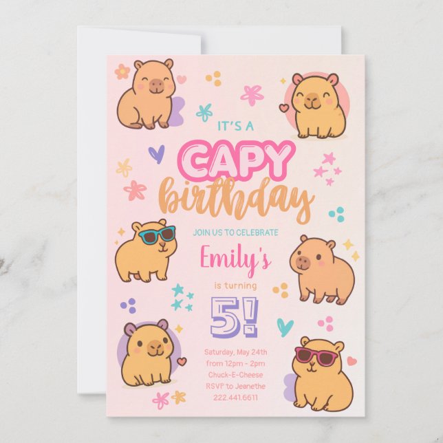 Convite de Aniversário de Capivara (Frente)