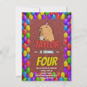 Convite de Aniversário de Capivara Fofa