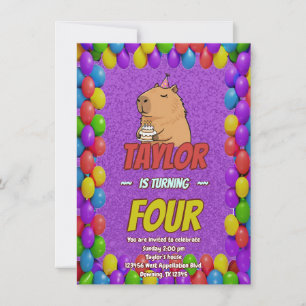 Convite de Aniversário de Capivara Fofa