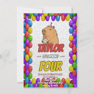 Convite de Aniversário de Capivara Fofa