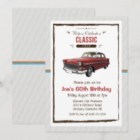 Convite de Aniversário de Carro Clássico Antigo pa