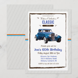 Convite de Aniversário de Carro Clássico Antigo pa