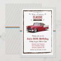 Convite de Aniversário de Carro Clássico Antigo pa