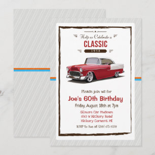 Convite de Aniversário de Carro Clássico Antigo pa