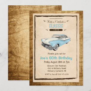 Convite de Aniversário de Carro Clássico Antigo pa