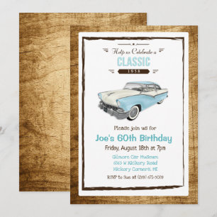 Convite de Aniversário de Carro Clássico Antigo pa
