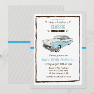 Convite de Aniversário de Carro Clássico Antigo pa