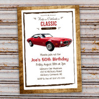 Convite de Aniversário de Carro Clássico Antigo pa