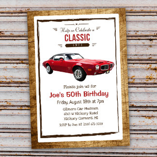 Convite de Aniversário de Carro Clássico Antigo pa