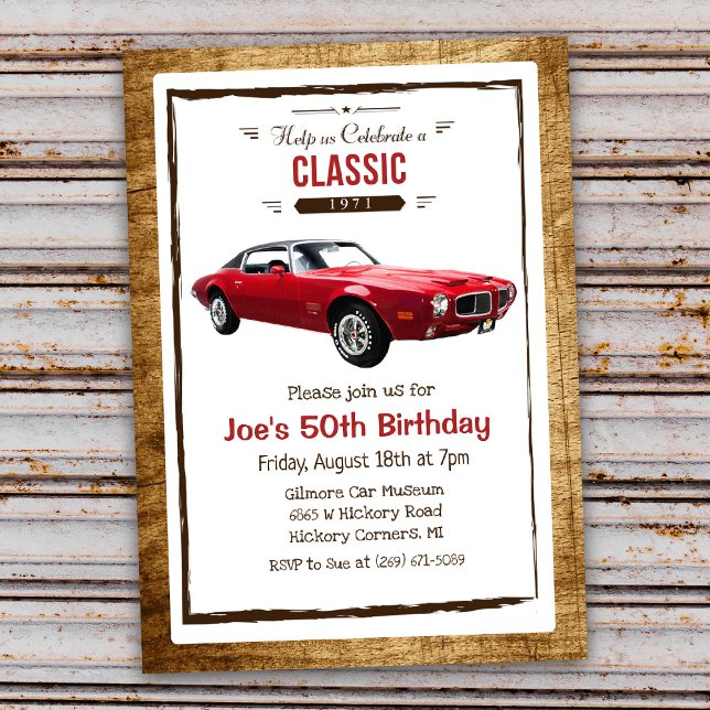 Convite de Aniversário de Carro Clássico Antigo pa (Criador carregado)