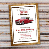 Convite de Aniversário de Carro Clássico Antigo pa