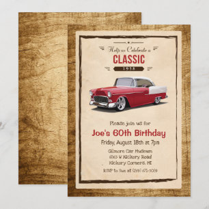 Convite de Aniversário de Carro Clássico Antigo pa