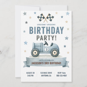 Convite de Aniversário de Carro de Corrida