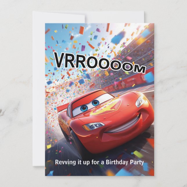 Convite de Aniversário de Carro de Corrida de Dese (Frente)