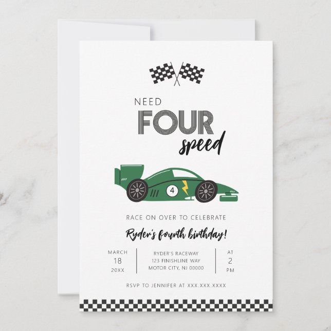 Convite de Aniversário de Carro de Corrida Need Fo (Frente)