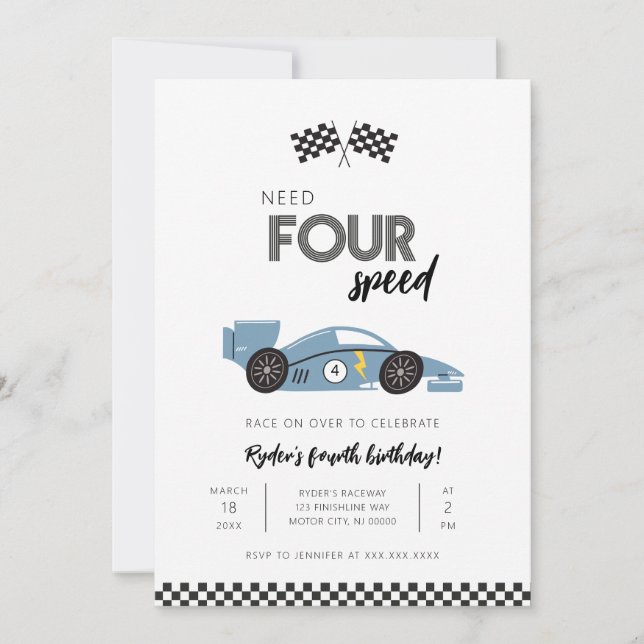 Convite de Aniversário de Carro de Corrida Need Fo (Frente)