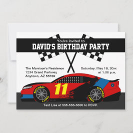 Convite de Aniversário de Carro de Corrida Vermelh