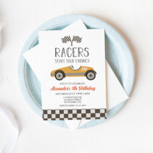 Convite de Aniversário de Carro de Corrida Vintage