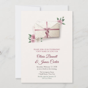 Convite de Aniversário de Cartas de Amor e Rosas