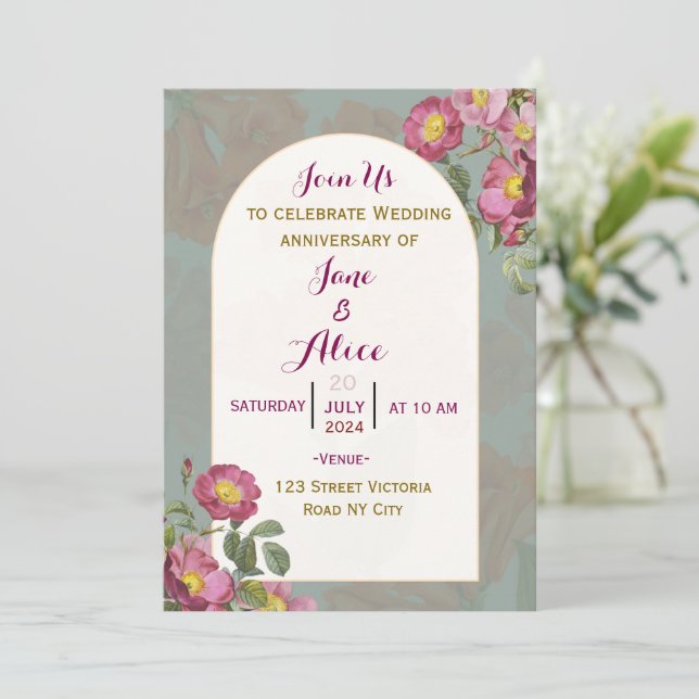 Convite de Aniversário de Casamento (Em pé/Frente)