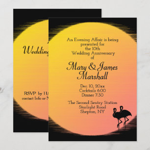 Convite de Aniversário de Casamento ao Pôr do Sol 