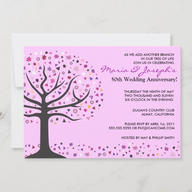 Convite de Aniversário de Casamento Árvore da Vida (Frente)