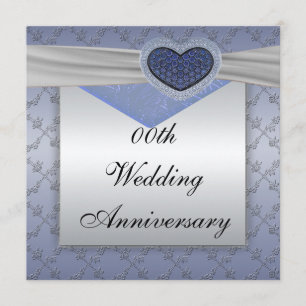 Convite de Aniversário de Casamento Azul Prata