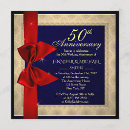 Convite de aniversário de casamento azul real eleg