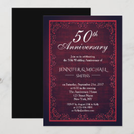 Convite de Aniversário de Casamento Burgundy Vinta