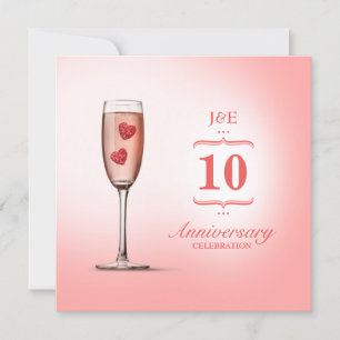 Convite de Aniversário de Casamento - Champanhe Ro